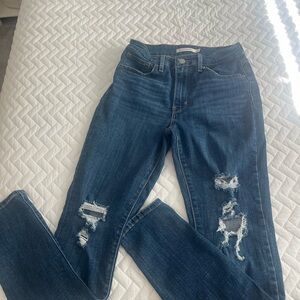 Levi's Blue Distressed Skinny Jeans